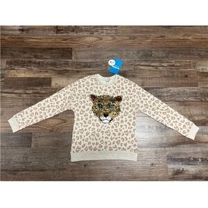 NWT NEW ACOOLA Cotton Leopard Sequin Sweatshirt 140 8 10
